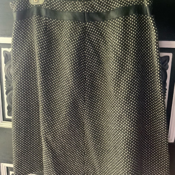 Final Markdown! Vintage LIMITED Wool Polka Dot Skirt trimmed in Faux Leather. 14 - Picture 3 of 7